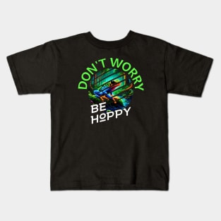 Brazil Funny Pun Don't Worry Be Happy Psychedelic Frog Kids T-Shirt